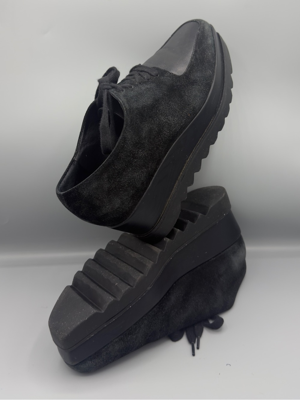 Anne Fontaine Black Suede Platform Lace-Up Shoes 🖤